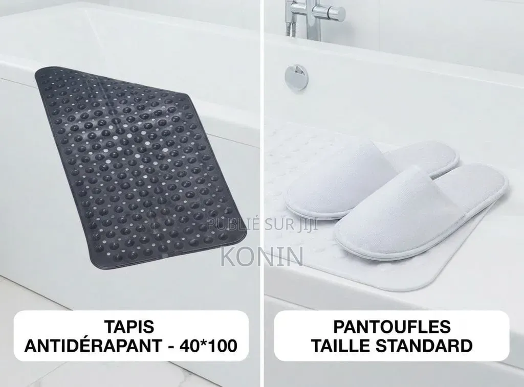 Tapis De Douche Antidérapant Paire De Pantoufles Confortables