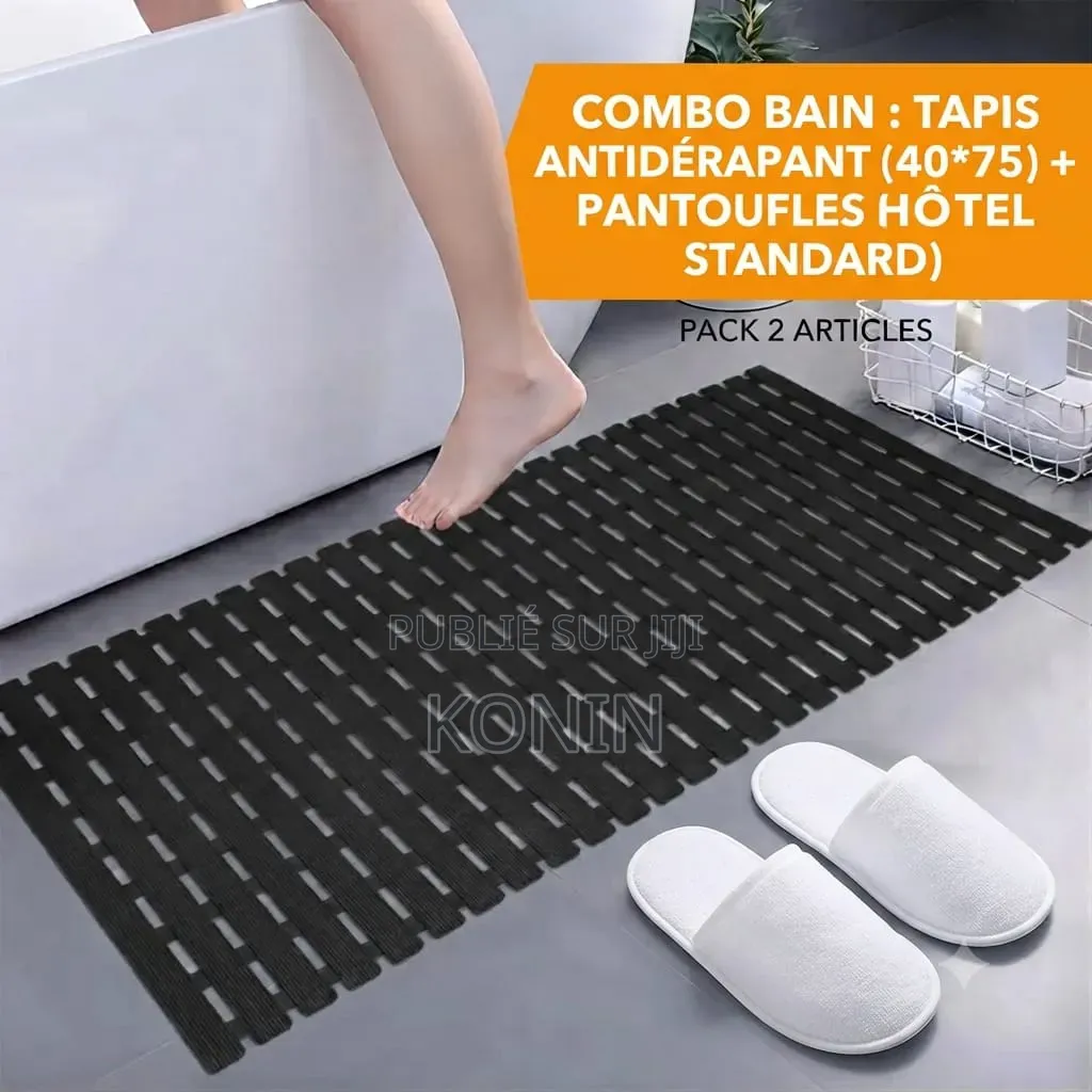 Tapis De Douche Antidérapant Paire De Pantoufles Confortables
