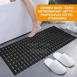 Tapis De Douche Antidérapant Paire De Pantoufles Confortables