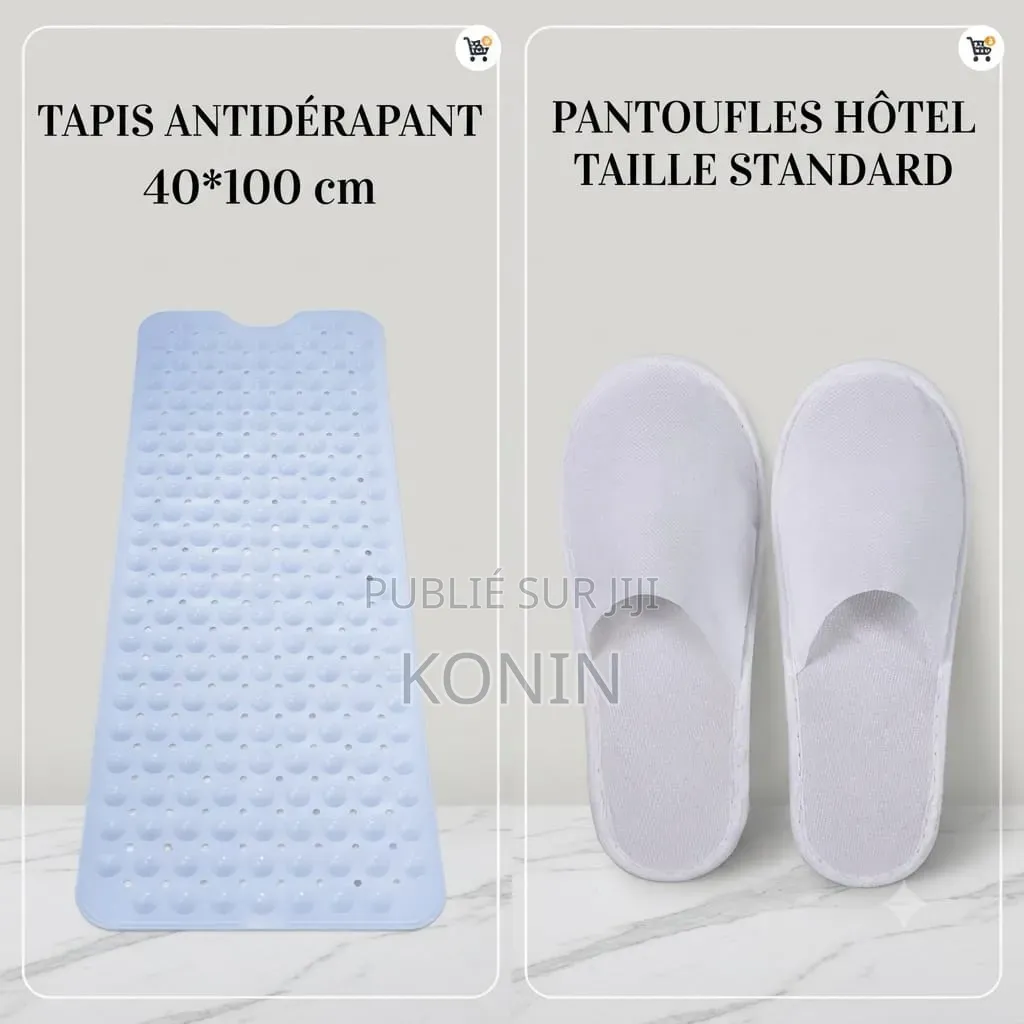 Tapis De Douche Antidérapant Paire De Pantoufles Confortables