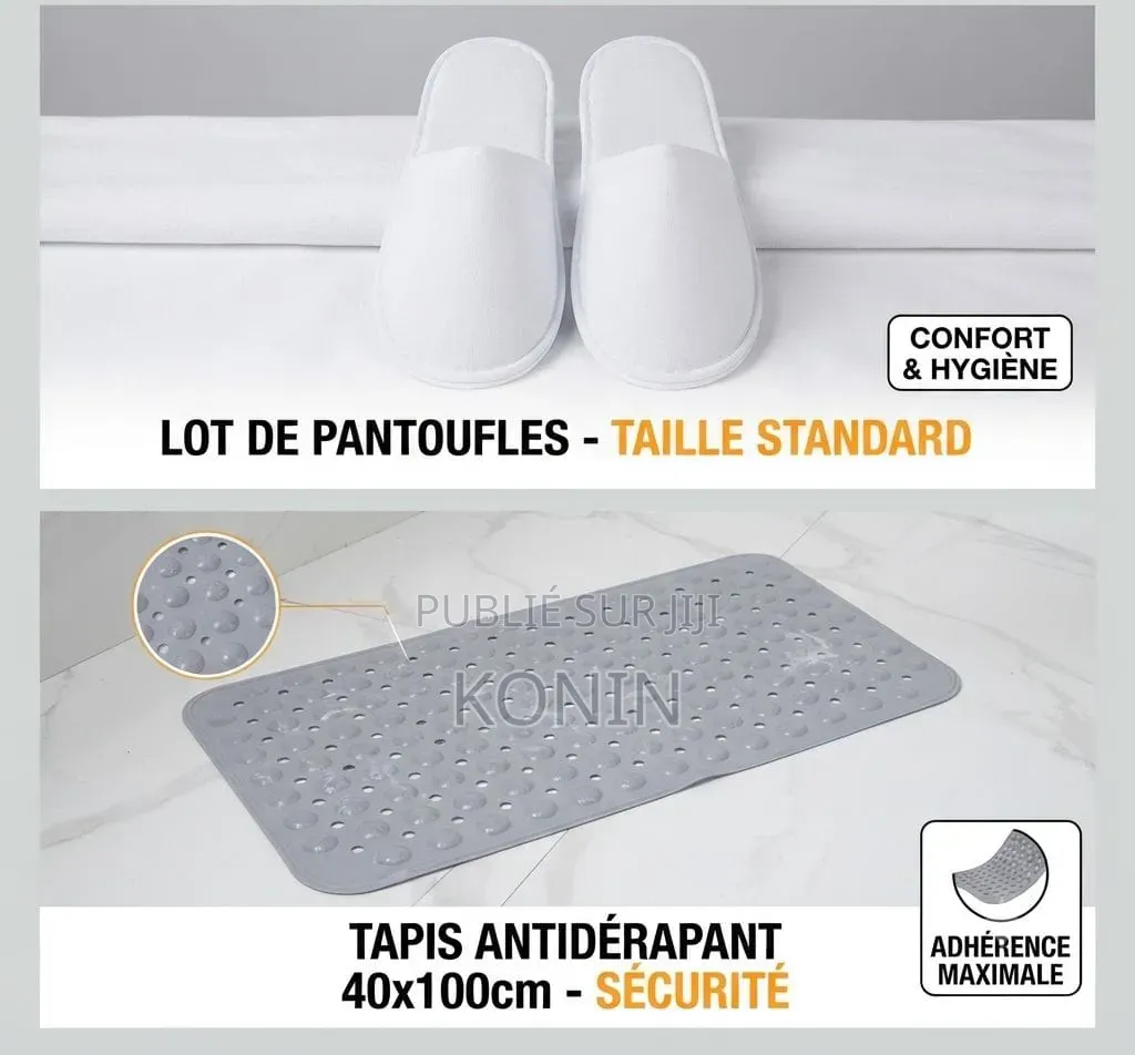 Tapis De Douche Antidérapant Paire De Pantoufles Confortables