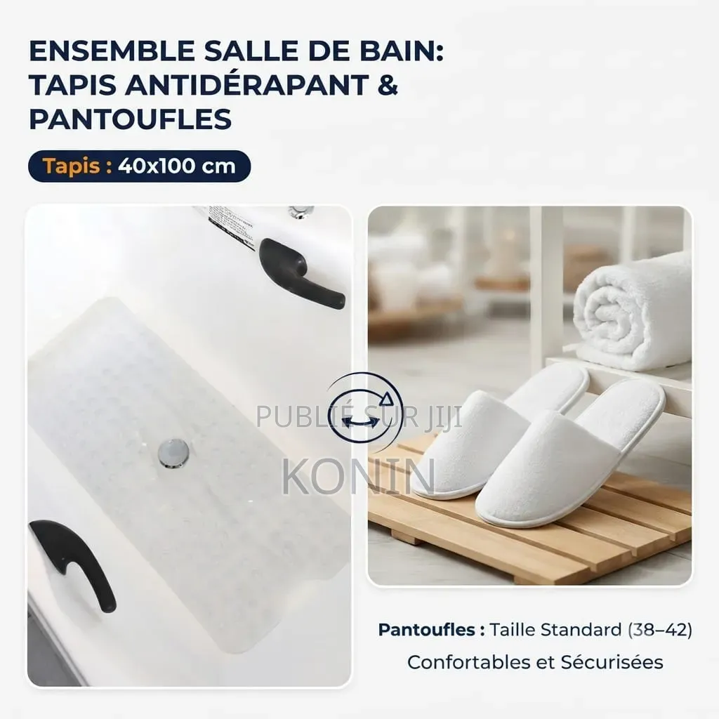 Tapis De Douche Antidérapant Paire De Pantoufles Confortables