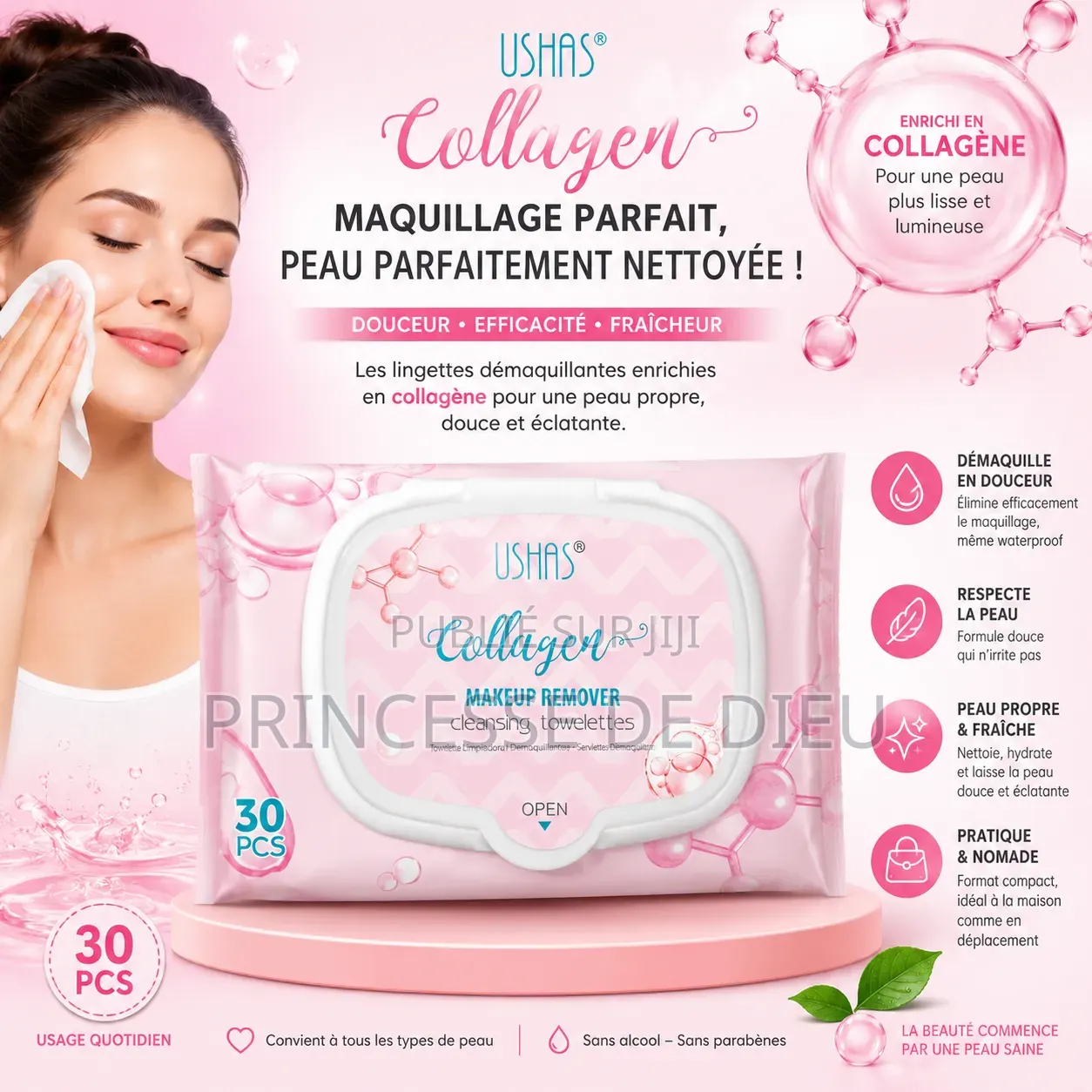 Lingettes Démaquillantes Enrichi Au Collagène