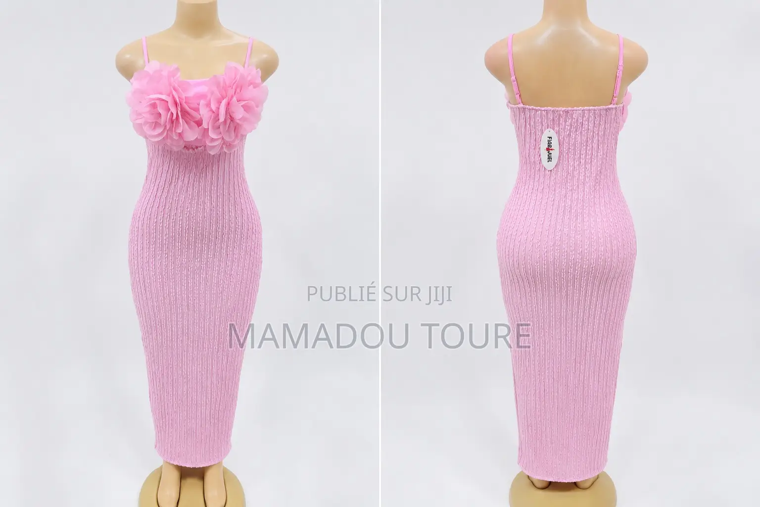 Robe Midi Fleur Élégance – Rose Poudré
