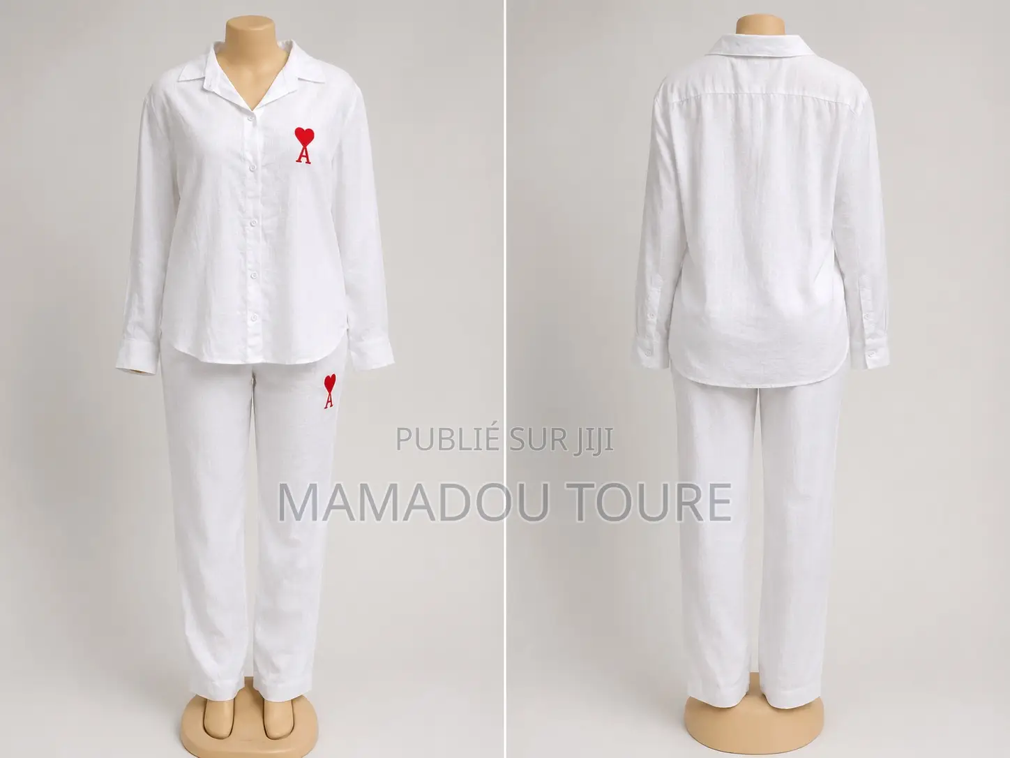 Ensemble Femme Chic Blanc – Chemise Pantalon