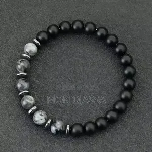 Bracelet en Pierre Authentique Naturelle d'Onyx Et Labradorite