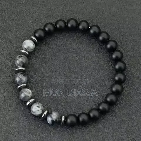 Bracelet en Pierre Authentique Naturelle d'Onyx Et Labradorite
