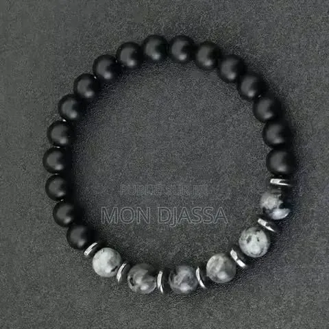 Bracelet en Pierre Authentique Naturelle d'Onyx Et Labradorite