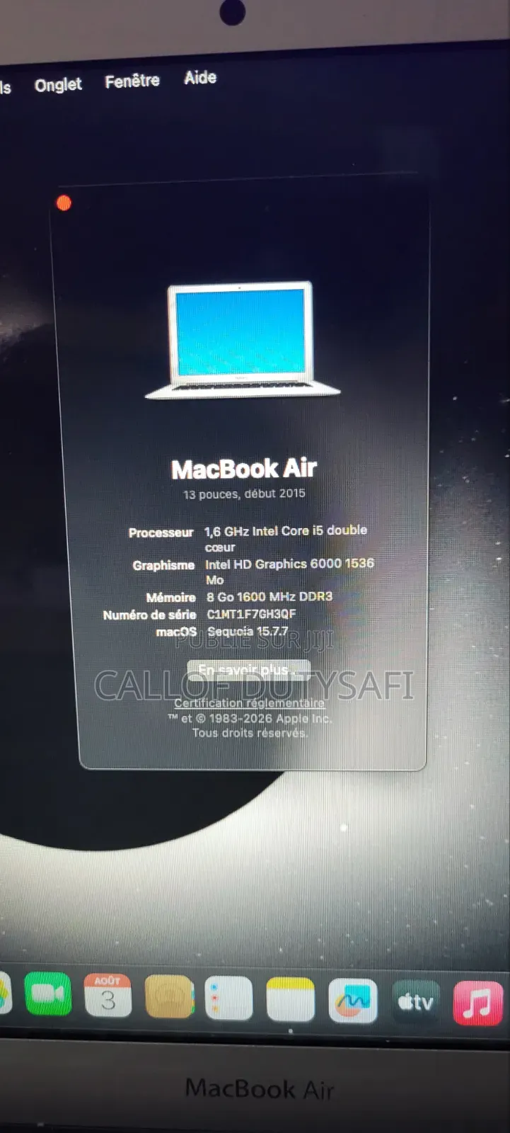 Ordinateur portable Apple MacBook Air 2015 8GB Intel Core 5 SSD 256GB