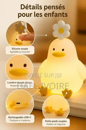Veilleuse Canard en Silicone Tactile Souple Cadeau Enfant