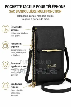 Pochette Tactile Pour Téléphone, Sac Bandoulière Femme, Porte-Monnaie