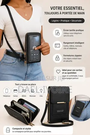 Pochette Tactile Pour Téléphone, Sac Bandoulière Femme, Porte-Monnaie