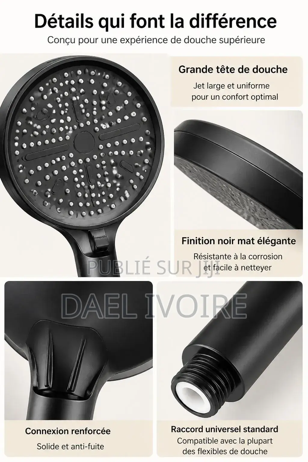 Pommeau De Douche Haute Pression, Jet Puissant, Économie D'eau,