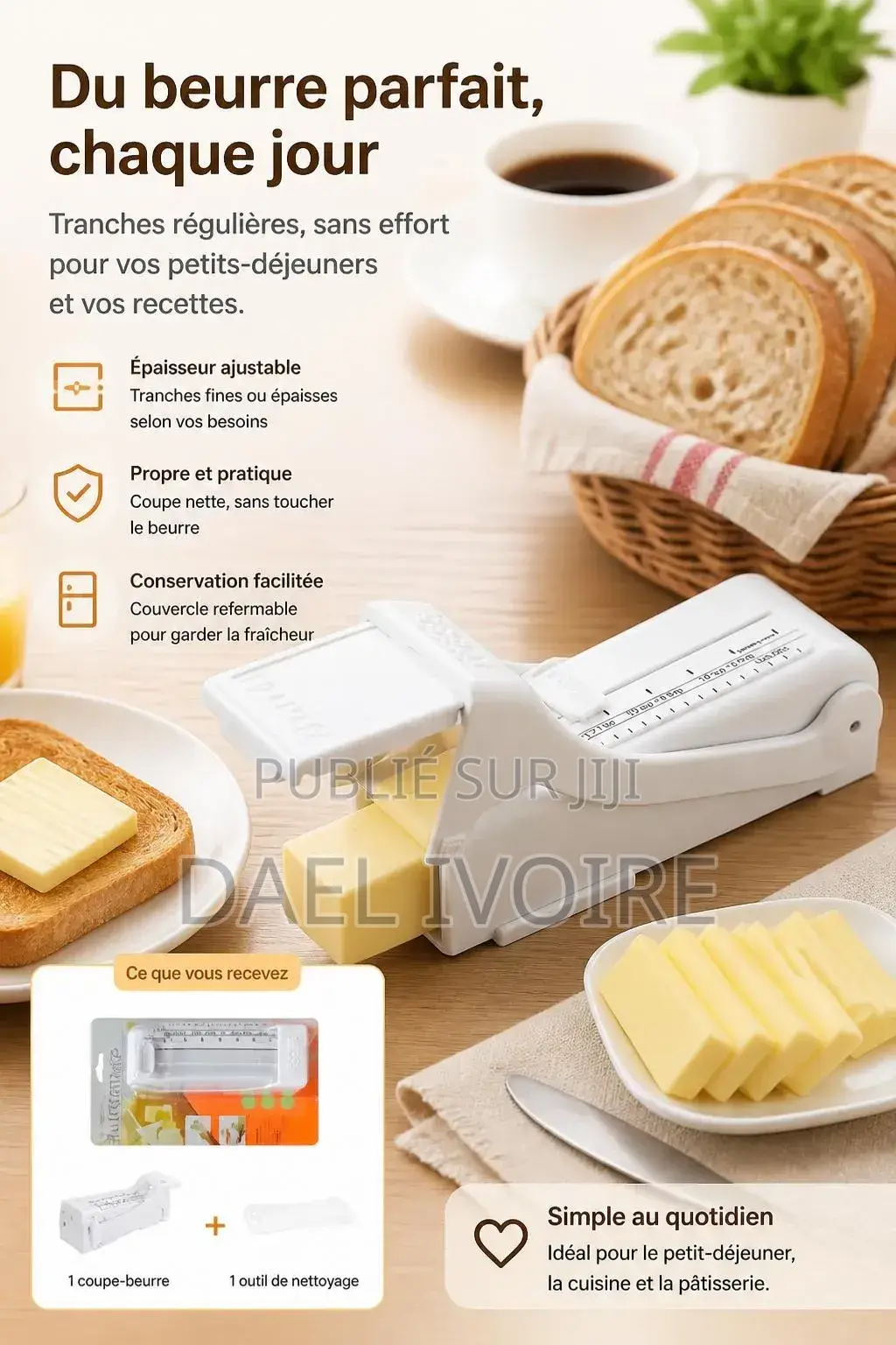 Beurrier Avec Coupe-Beurre Réglable Trancheuse Conservation Couteau