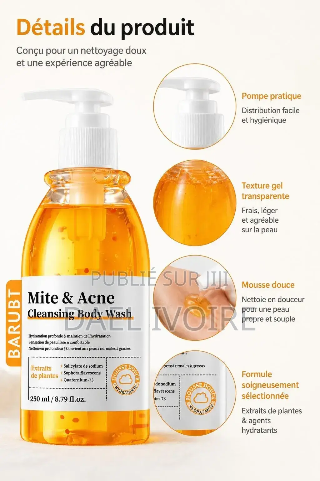 Gel Douche Nettoyant Doux Nettoyage en Profondeur Hydratant