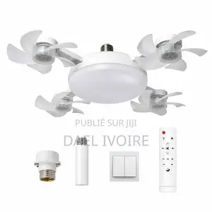 Ventilateur Plafonnier LED Forme Drone 4 Têtes, Silencieux Et Réglable
