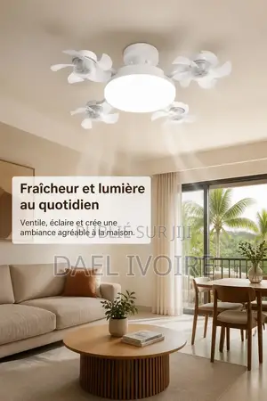Ventilateur Plafonnier LED Forme Drone 4 Têtes, Silencieux Et Réglable
