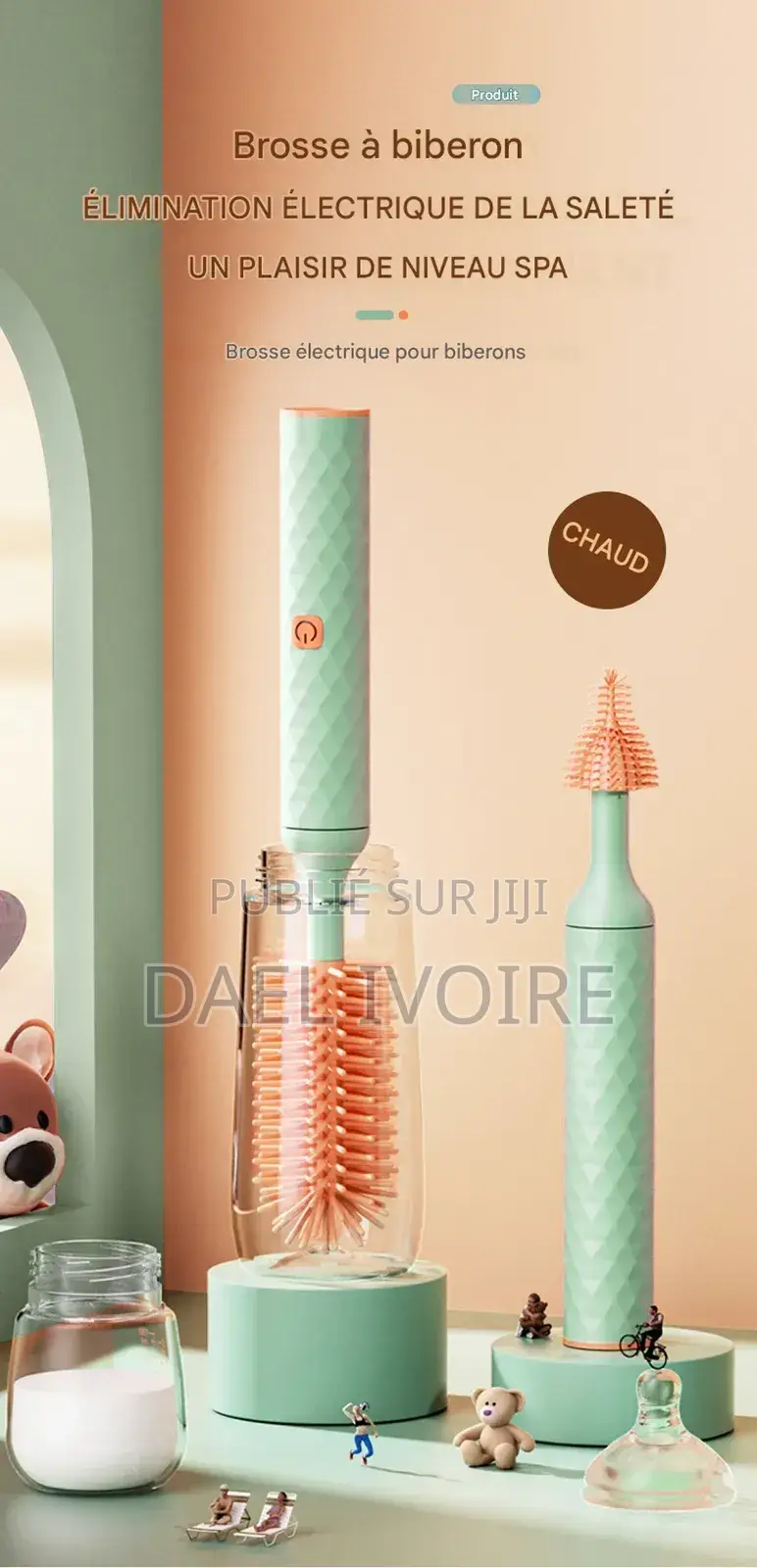 Brosse Électrique Silicone Biberon Rotatif Nettoyage Automatique