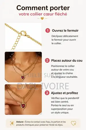 Collier Pendentif Cœur Fléché Serti De Zircons Multicouche Strass