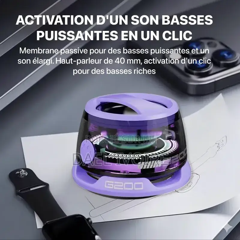Mini Enceinte Bluetooth Magnétique G200, Jeu, Portable, Basses, Suppor