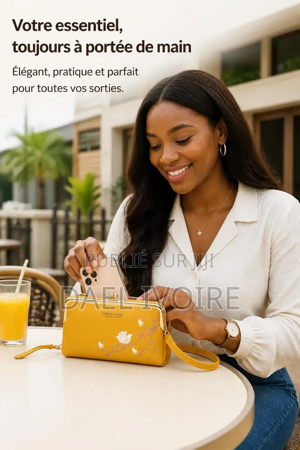 Sac À Bandoulière Pour Téléphone Portable Broderie Fleurs Élégant.
