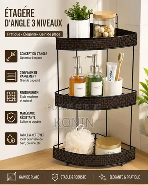 Étagère d'Angle 3 Niveaux – Rangement Compact Et Résistant