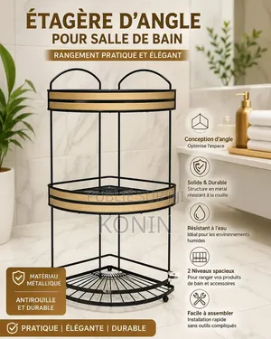 Étagère d'Angle 3 Niveaux – Rangement Compact Et Résistant