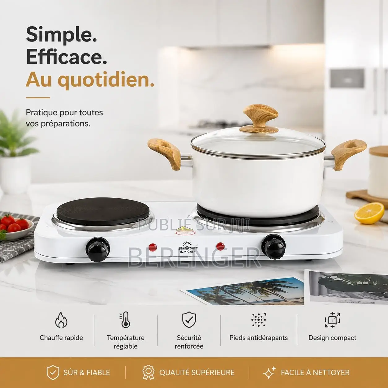 Réchaud Électrique 2 Plaques – Puissant 2400W