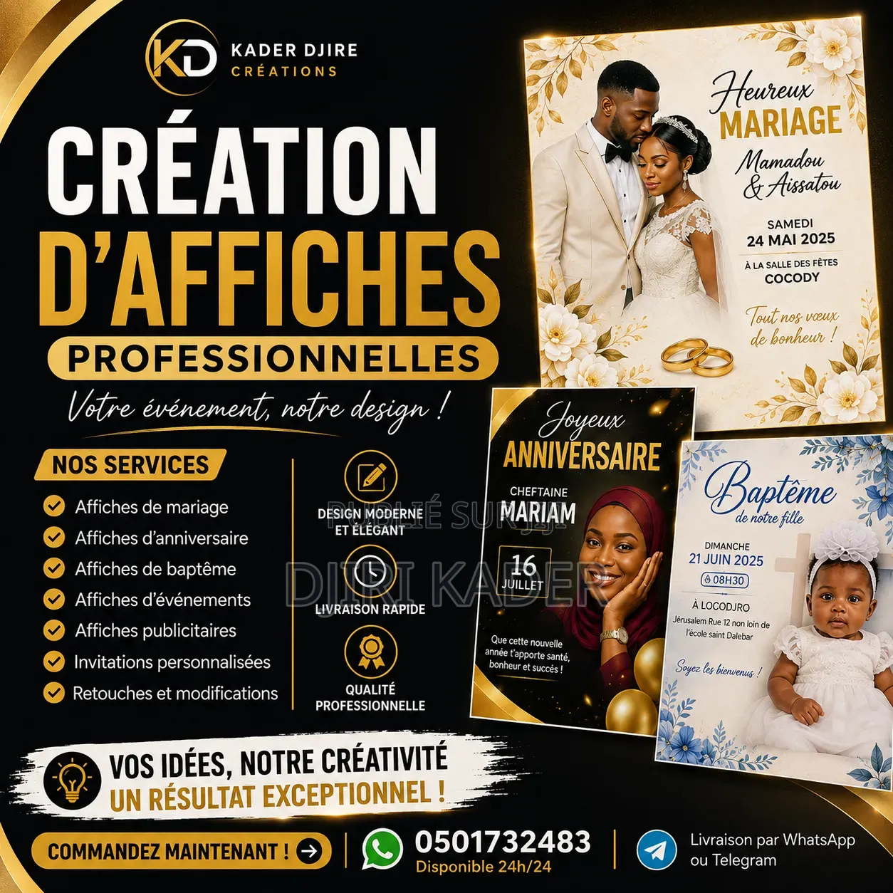 Création D’affiches Professionnelles Mariage Événements