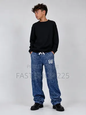 Pantalon Bleu Style Jogging Tissu Fin