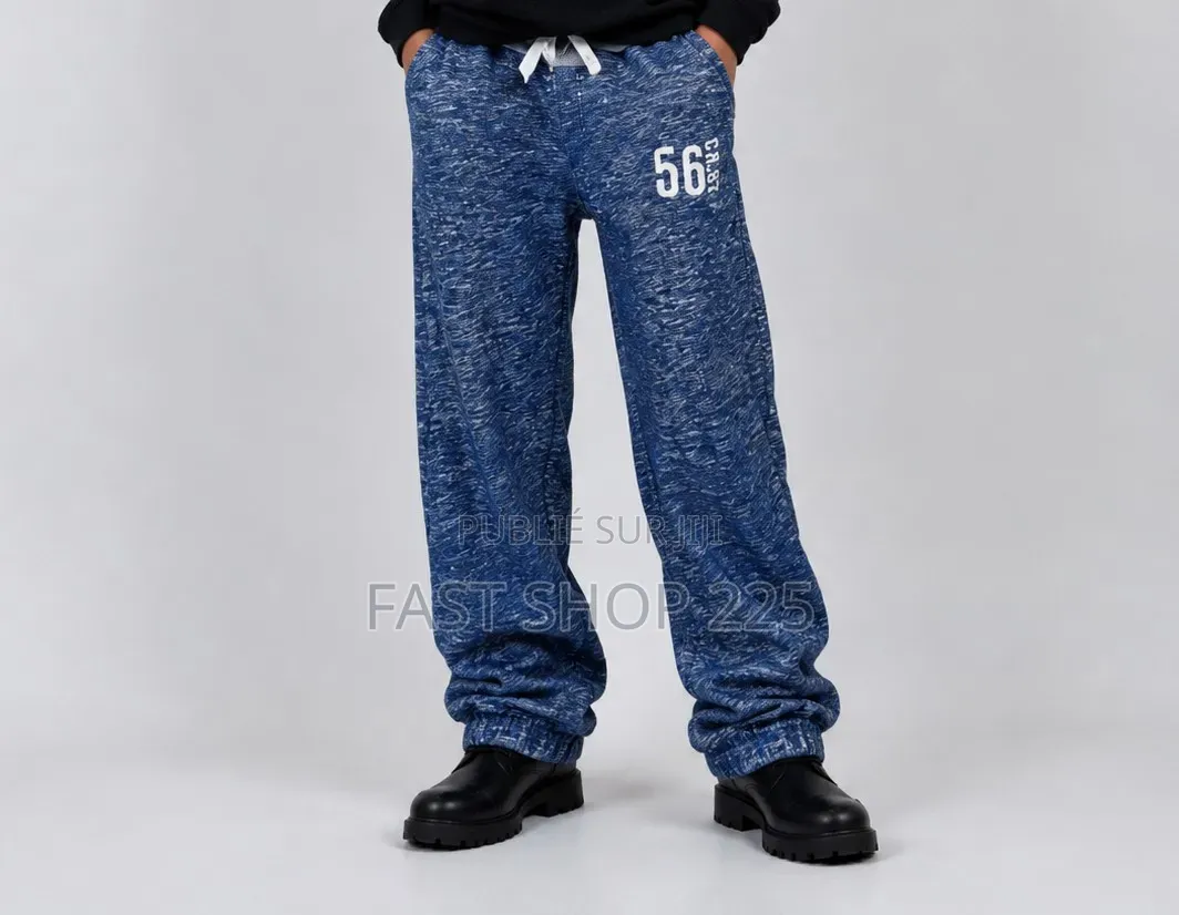 Pantalon Bleu Style Jogging Tissu Fin
