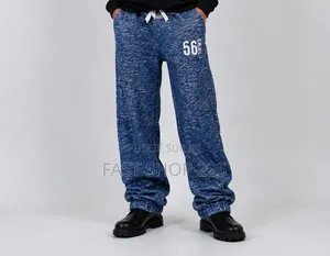 Pantalon Bleu Style Jogging Tissu Fin