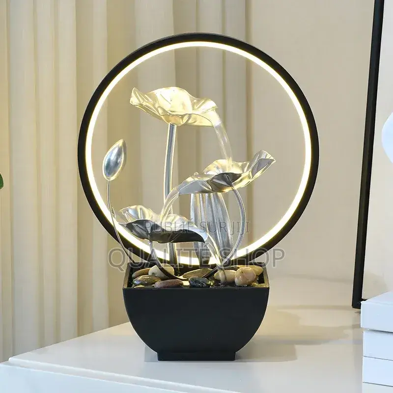 Fontaine d'Intérieur – Anneau Lumineux LED Et Fleurs en Cascade
