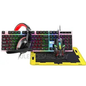 Pack Gaming 4-en-1 RGB : Clavier , Souris, Casque Audio Et Tapis