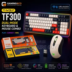 Pack Gaming Sans Fil TF300 - Clavier Lumineux Et Souris Ergonomique