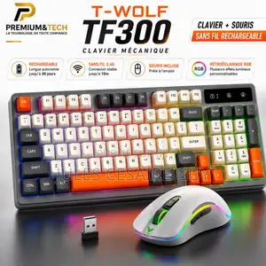 Pack Gaming Sans Fil TF300 - Clavier Lumineux Et Souris Ergonomique