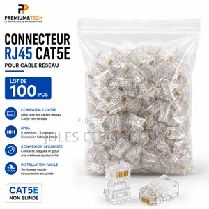 Lot De 100 Pieces Connecteurs RJ45 Cat5e - 8P8C Non Blindé