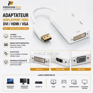 Adaptateur Convertisseur DisplayPort (DP) Vers HDMI / VGA / DVI