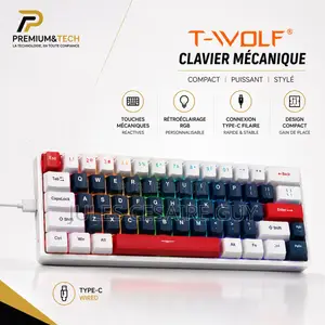 Clavier Gamer Mécanique T-Wolf , 61 Touches