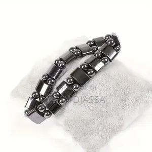 Bracelet Magnétique Vintage en Pierre Naturelle d'Hématite 4mm