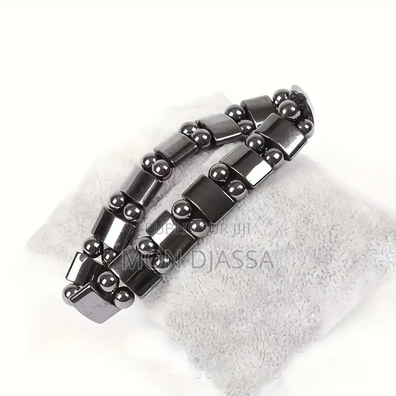 Bracelet Magnétique Vintage en Pierre Naturelle d'Hématite 4mm