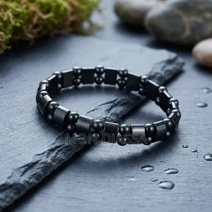 Bracelet Magnétique Vintage en Pierre Naturelle d'Hématite 4mm