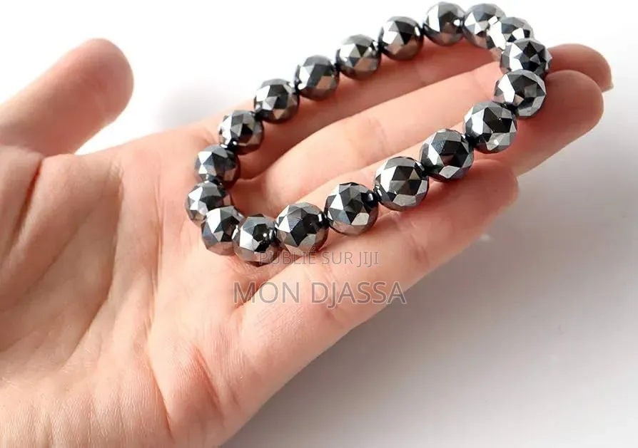 Bracelet Facetté en Pierre Naturelle d'Hématite 8mm
