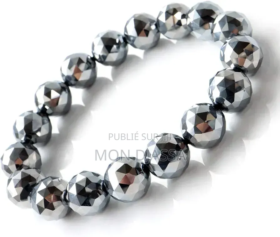 Bracelet Facetté en Pierre Naturelle d'Hématite 8mm