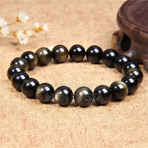 Bracelet en Pierre Naturelle d'Obsidienne Gold