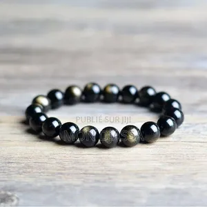 Bracelet en Pierre Naturelle d'Obsidienne Gold