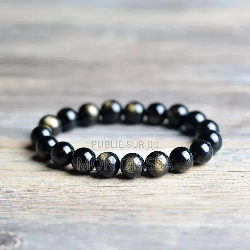 Bracelet en Pierre Naturelle d'Obsidienne Gold