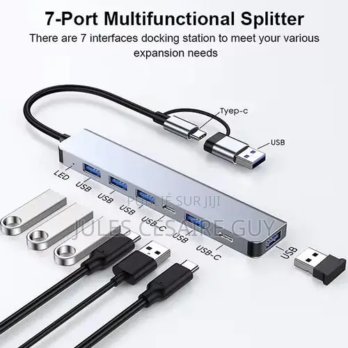 Hub USB-C Et USB 3.0 Multi-Ports 7-en-1