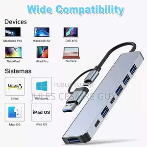 Hub USB-C Et USB 3.0 Multi-Ports 7-en-1