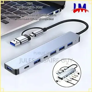 Hub USB-C Et USB 3.0 Multi-Ports 7-en-1